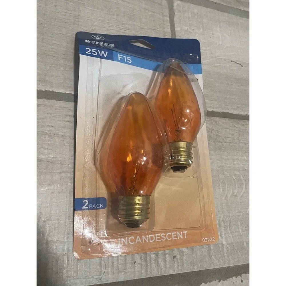 Westinghouse‎ 25 Watt F15 Decorative Bulb Amber 120V Standard 03222 2 Pack